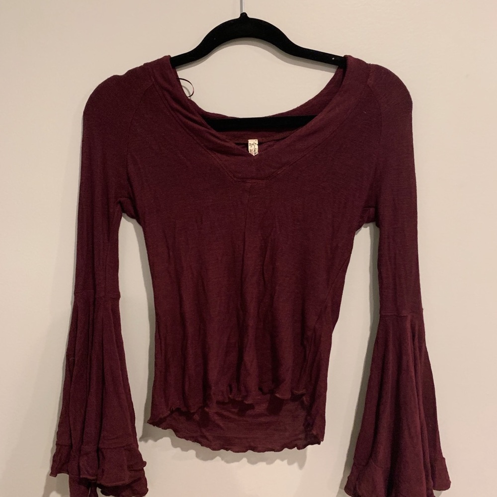 Free People Flare Sleeve Plum top